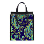 Blue Bohemian Paisley Pattern Print Insulated Lunch Tote