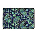 Blue Bohemian Paisley Pattern Print Kitchen Mat