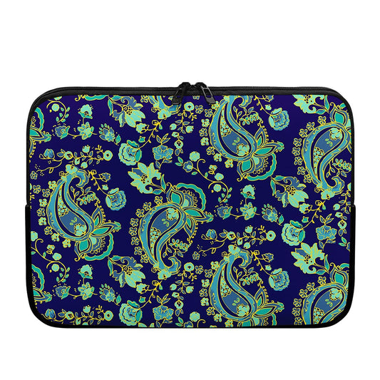 Blue Bohemian Paisley Pattern Print Laptop Sleeve