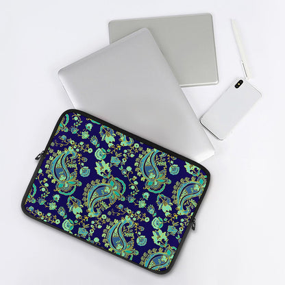 Blue Bohemian Paisley Pattern Print Laptop Sleeve