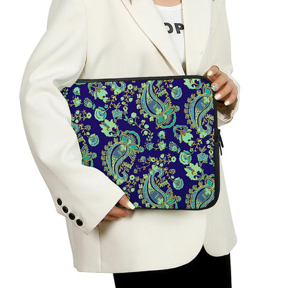 Blue Bohemian Paisley Pattern Print Laptop Sleeve