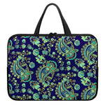 Blue Bohemian Paisley Pattern Print Laptop Sleeve With Handle
