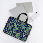 Blue Bohemian Paisley Pattern Print Laptop Sleeve With Handle