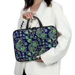 Blue Bohemian Paisley Pattern Print Laptop Sleeve With Handle