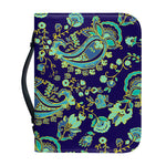Blue Bohemian Paisley Pattern Print Leather Bible Cover