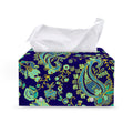 Blue Bohemian Paisley Pattern Print Leather Tissue Box Cover