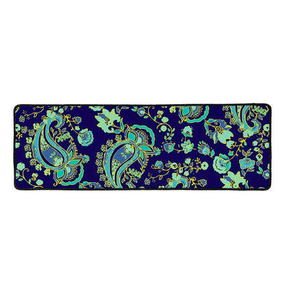 Blue Bohemian Paisley Pattern Print Long Kitchen Mat