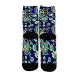 Blue Bohemian Paisley Pattern Print Long Socks
