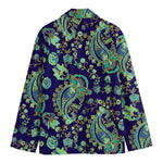Blue Bohemian Paisley Pattern Print Men's Blazer