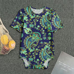 Blue Bohemian Paisley Pattern Print Men's Bodysuit