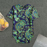 Blue Bohemian Paisley Pattern Print Men's Bodysuit