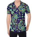 Blue Bohemian Paisley Pattern Print Men's Shirt