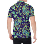 Blue Bohemian Paisley Pattern Print Men's Shirt