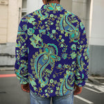 Blue Bohemian Paisley Pattern Print Men's Shirt Jacket
