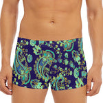 Blue Bohemian Paisley Pattern Print Men's Short Boxer Briefs