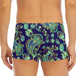 Blue Bohemian Paisley Pattern Print Men's Short Boxer Briefs