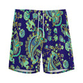 Blue Bohemian Paisley Pattern Print Men's Athletic Shorts