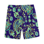 Blue Bohemian Paisley Pattern Print Men's Sports Shorts