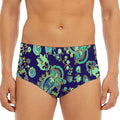 Blue Bohemian Paisley Pattern Print Men's Triangle Swim Briefs
