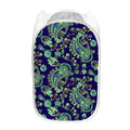 Blue Bohemian Paisley Pattern Print Mesh Laundry Hamper
