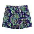 Blue Bohemian Paisley Pattern Print Mesh Shorts