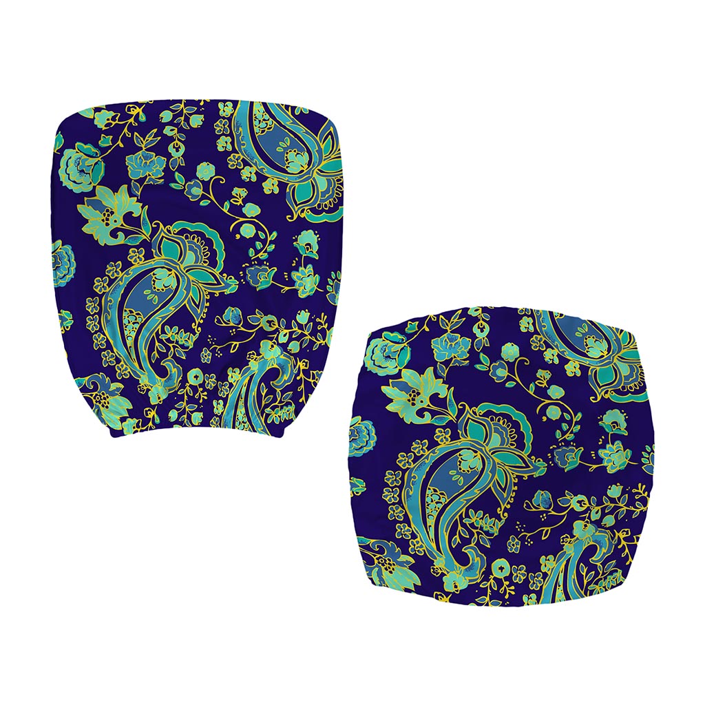 Blue Bohemian Paisley Pattern Print Office Chair Cover