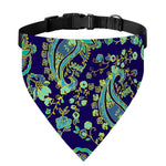 Blue Bohemian Paisley Pattern Print Over The Collar Dog Bandana