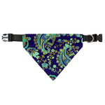 Blue Bohemian Paisley Pattern Print Over The Collar Dog Bandana