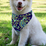 Blue Bohemian Paisley Pattern Print Over The Collar Dog Bandana