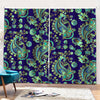 Blue Bohemian Paisley Pattern Print Pencil Pleat Curtains