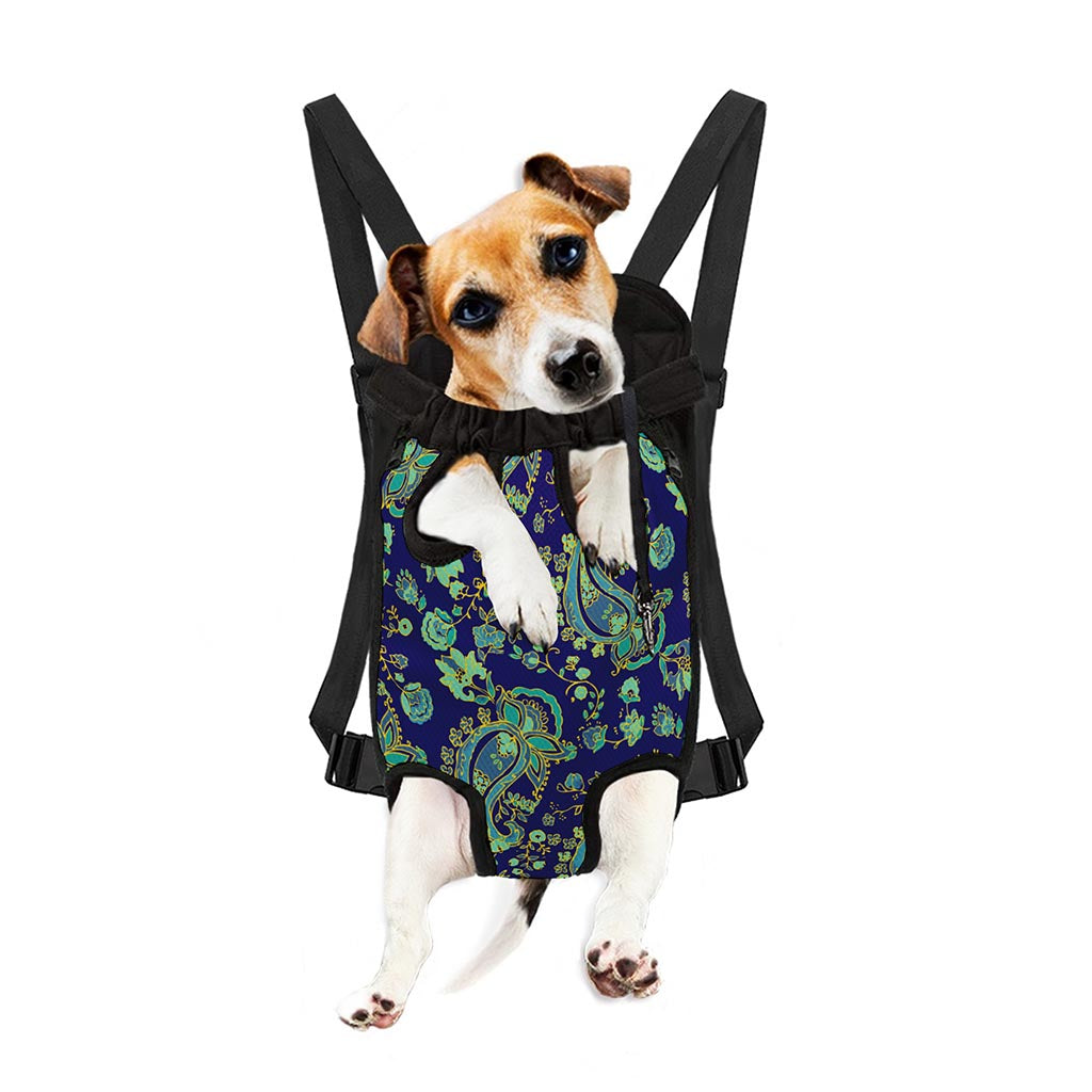 Blue Bohemian Paisley Pattern Print Pet Carrier Backpack