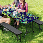 Blue Bohemian Paisley Pattern Print Picnic Table Cover