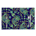 Blue Bohemian Paisley Pattern Print Placemat