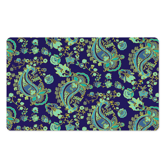 Blue Bohemian Paisley Pattern Print Polyester Doormat