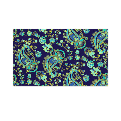 Blue Bohemian Paisley Pattern Print Polyester Flag