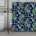 Blue Bohemian Paisley Pattern Print Polyester Shower Curtain