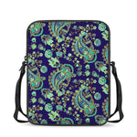 Blue Bohemian Paisley Pattern Print Rectangular Crossbody Bag