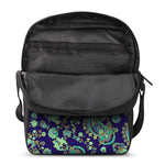 Blue Bohemian Paisley Pattern Print Rectangular Crossbody Bag