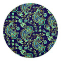 Blue Bohemian Paisley Pattern Print Round Blanket