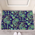 Blue Bohemian Paisley Pattern Print Rubber Doormat