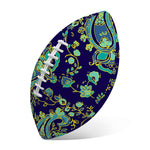 Blue Bohemian Paisley Pattern Print Rugby Ball