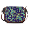 Blue Bohemian Paisley Pattern Print Saddle Bag