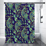 Blue Bohemian Paisley Pattern Print Shower Curtain