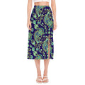 Blue Bohemian Paisley Pattern Print Side Slit Midi Skirt