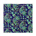 Blue Bohemian Paisley Pattern Print Silk Bandana