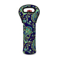 Blue Bohemian Paisley Pattern Print Single Neoprene Wine Tote