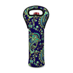 Blue Bohemian Paisley Pattern Print Single Neoprene Wine Tote