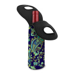 Blue Bohemian Paisley Pattern Print Single Neoprene Wine Tote