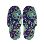 Blue Bohemian Paisley Pattern Print Slippers