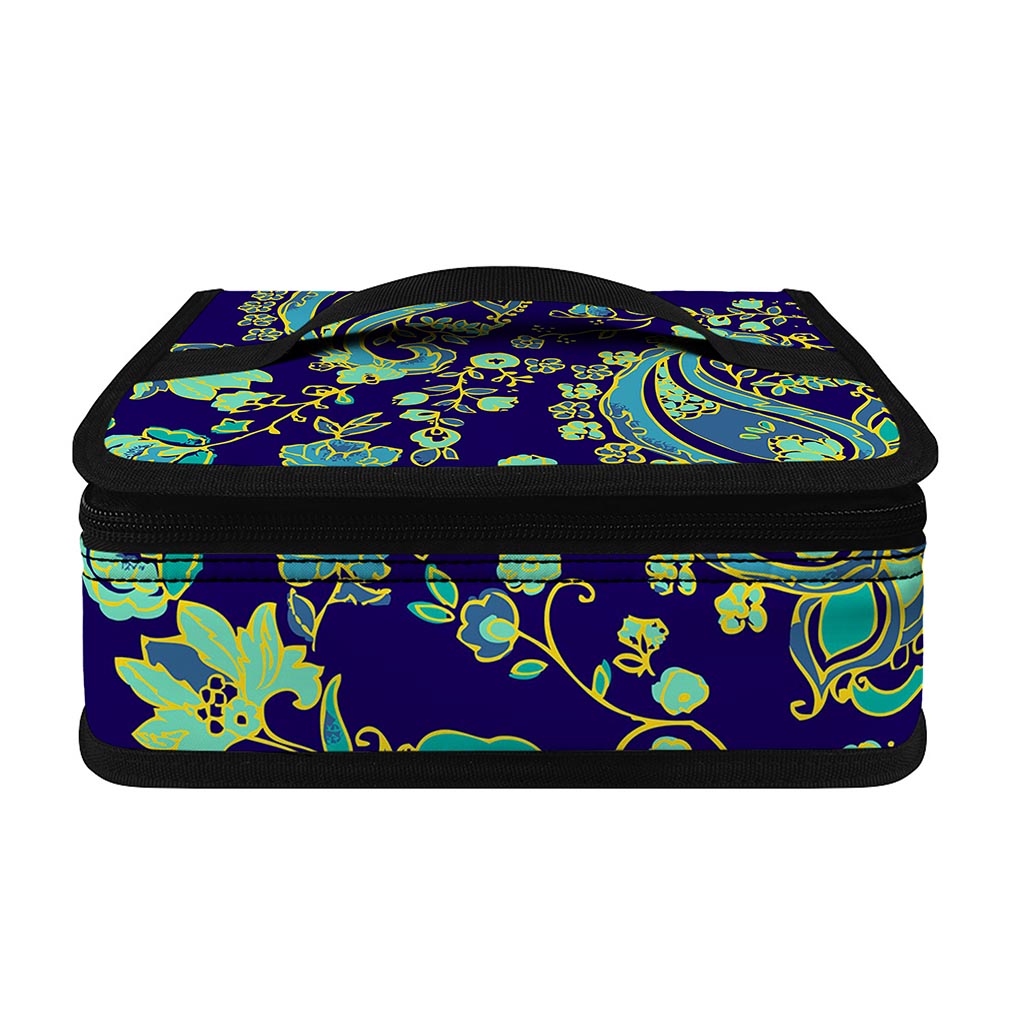 Blue Bohemian Paisley Pattern Print Small Lunch Bag